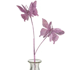 24" Glitter Butterfly Spray: Purple