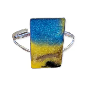 Aqua Yellow Rectangle Cuff Summer Statement Bracelet