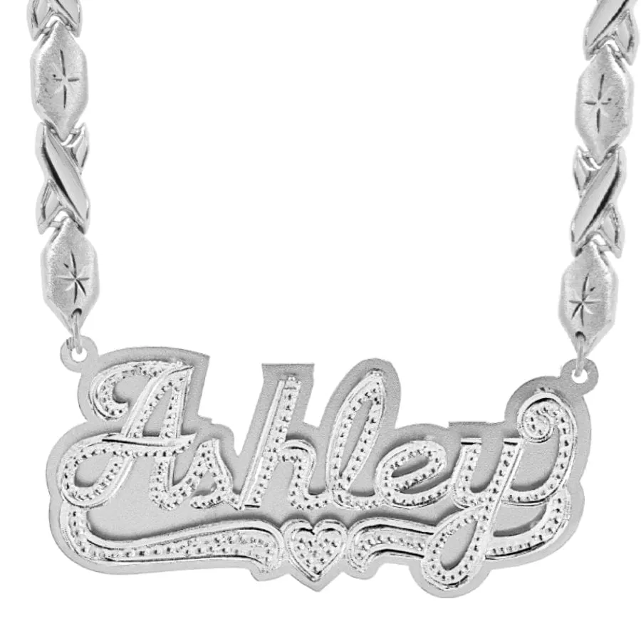 Double-Plate Beaded Amber Name Necklace