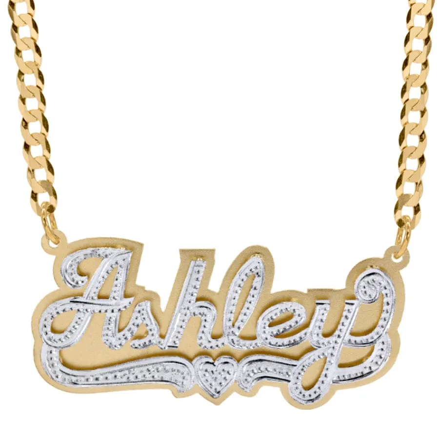 Double-Plate Beaded Amber Name Necklace