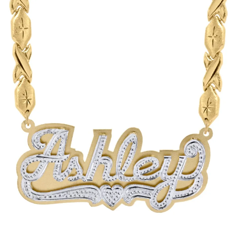 Double-Plate Beaded Amber Name Necklace
