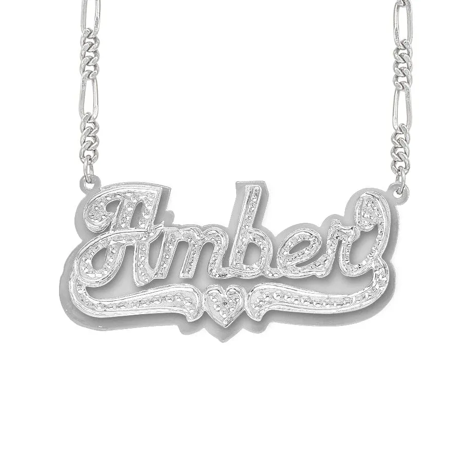 Double-Plate Beaded Amber Name Necklace