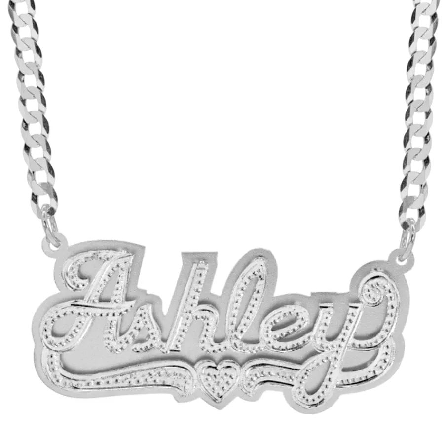 Double-Plate Beaded Amber Name Necklace