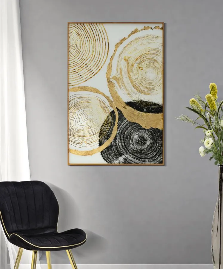 Golden Woody Modern Glass Wall Panel