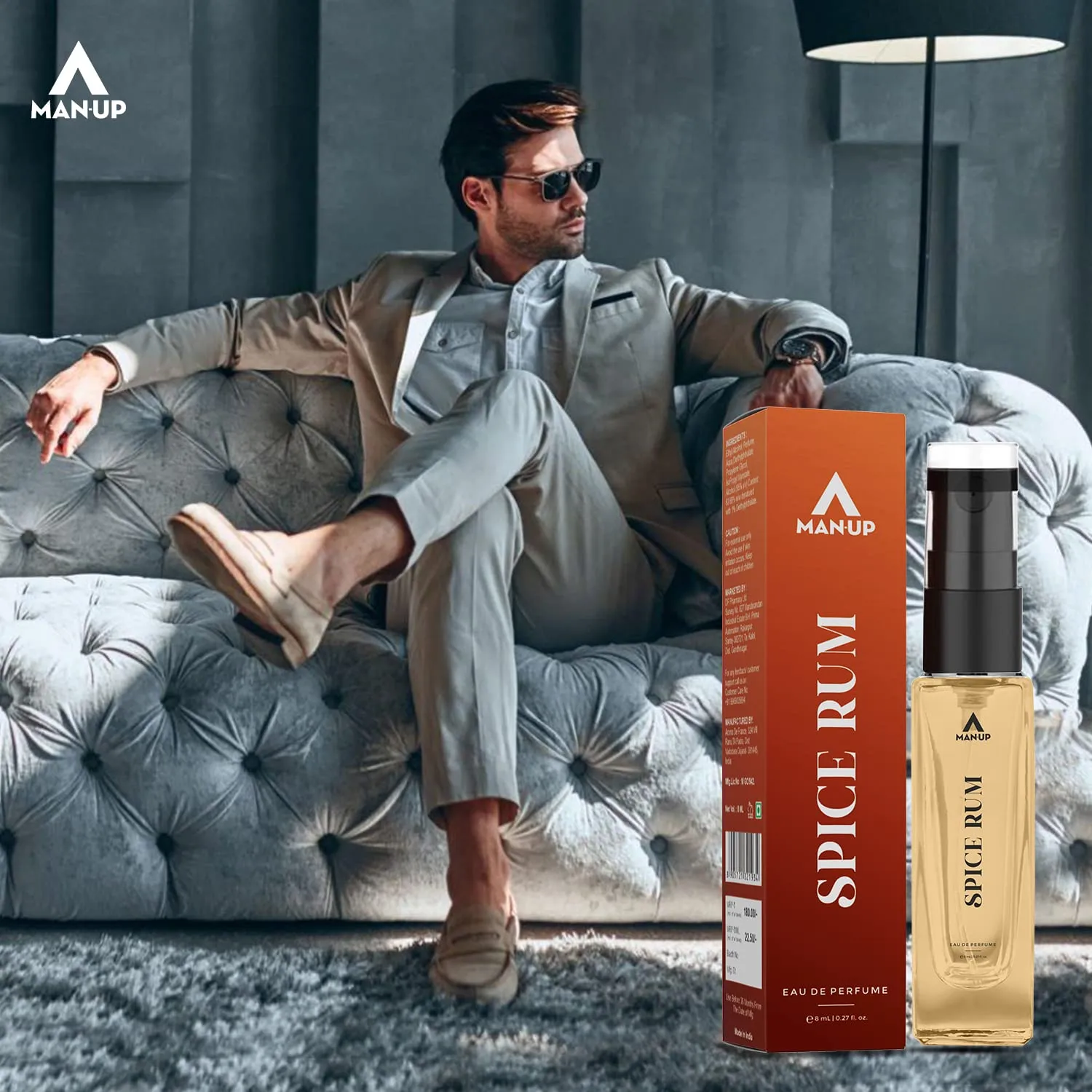 Man-Up Spice Rum Perfume For Men | Eau De Perfume | Premium Long Lasting Fresh, Refreshing & Energising Fragrance Perfume | Celebrating Every Special Occasion - 8ml (Pack of 5)