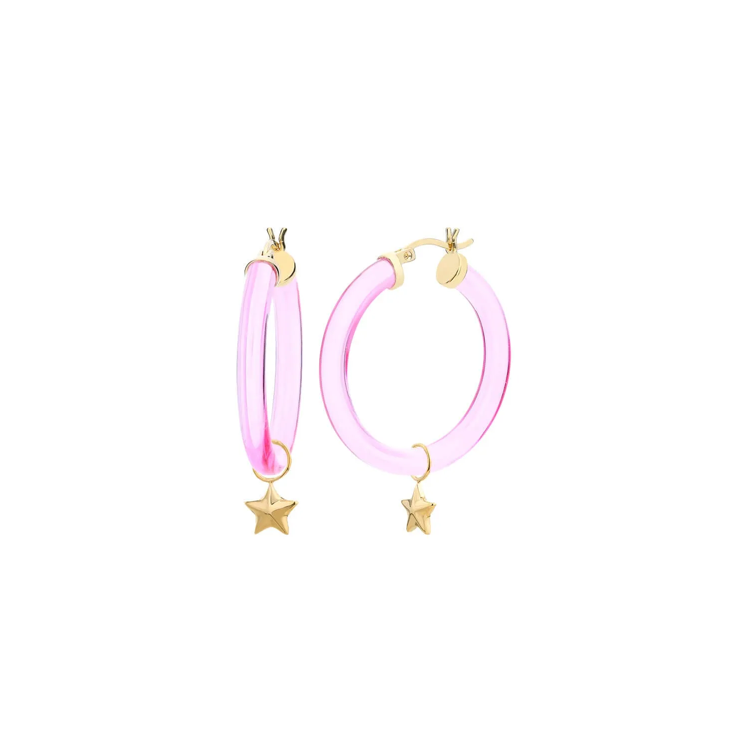 Mini Star Charm Lucite Hoop Earrings