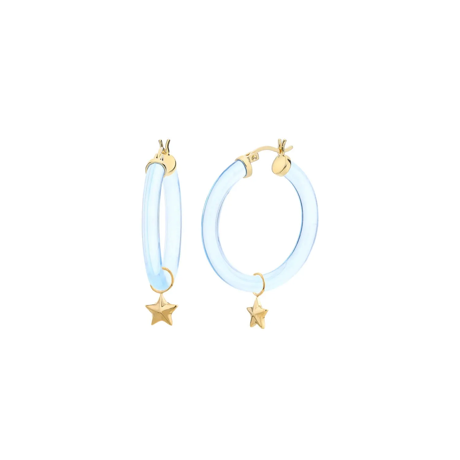 Mini Star Charm Lucite Hoop Earrings