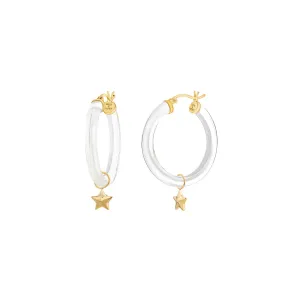 Mini Star Charm Lucite Hoop Earrings