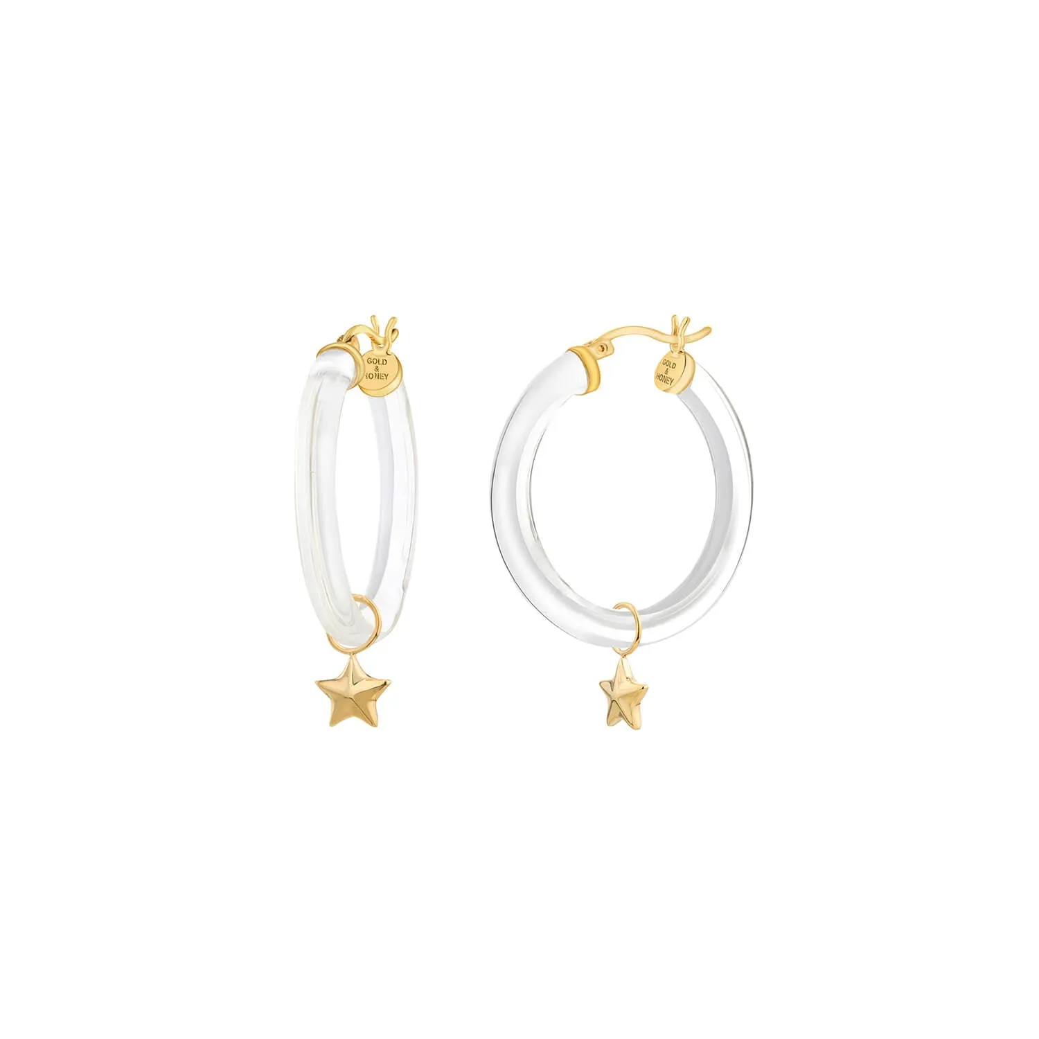 Mini Star Charm Lucite Hoop Earrings