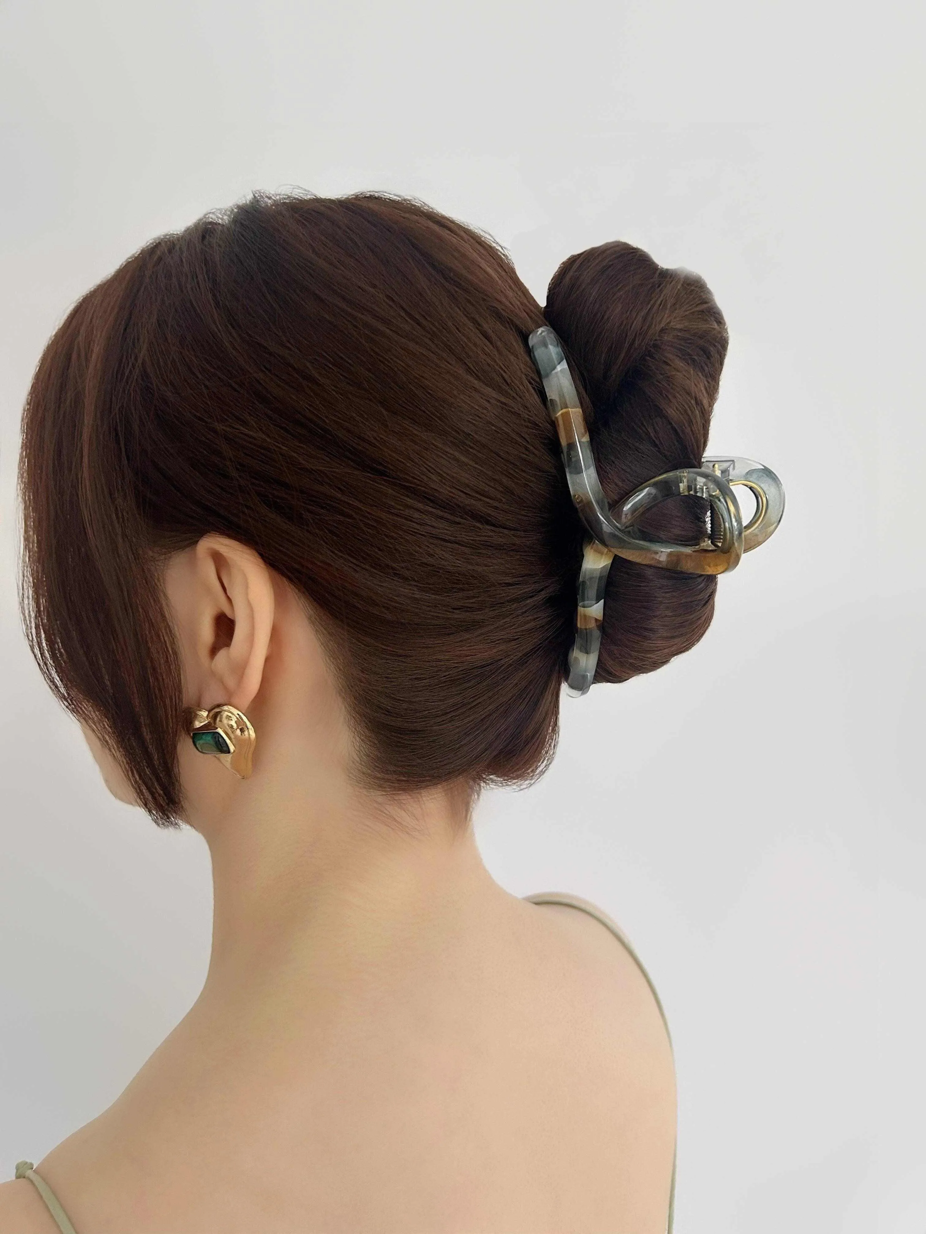 Modern Art Amber Marble Twisted Hair Clip