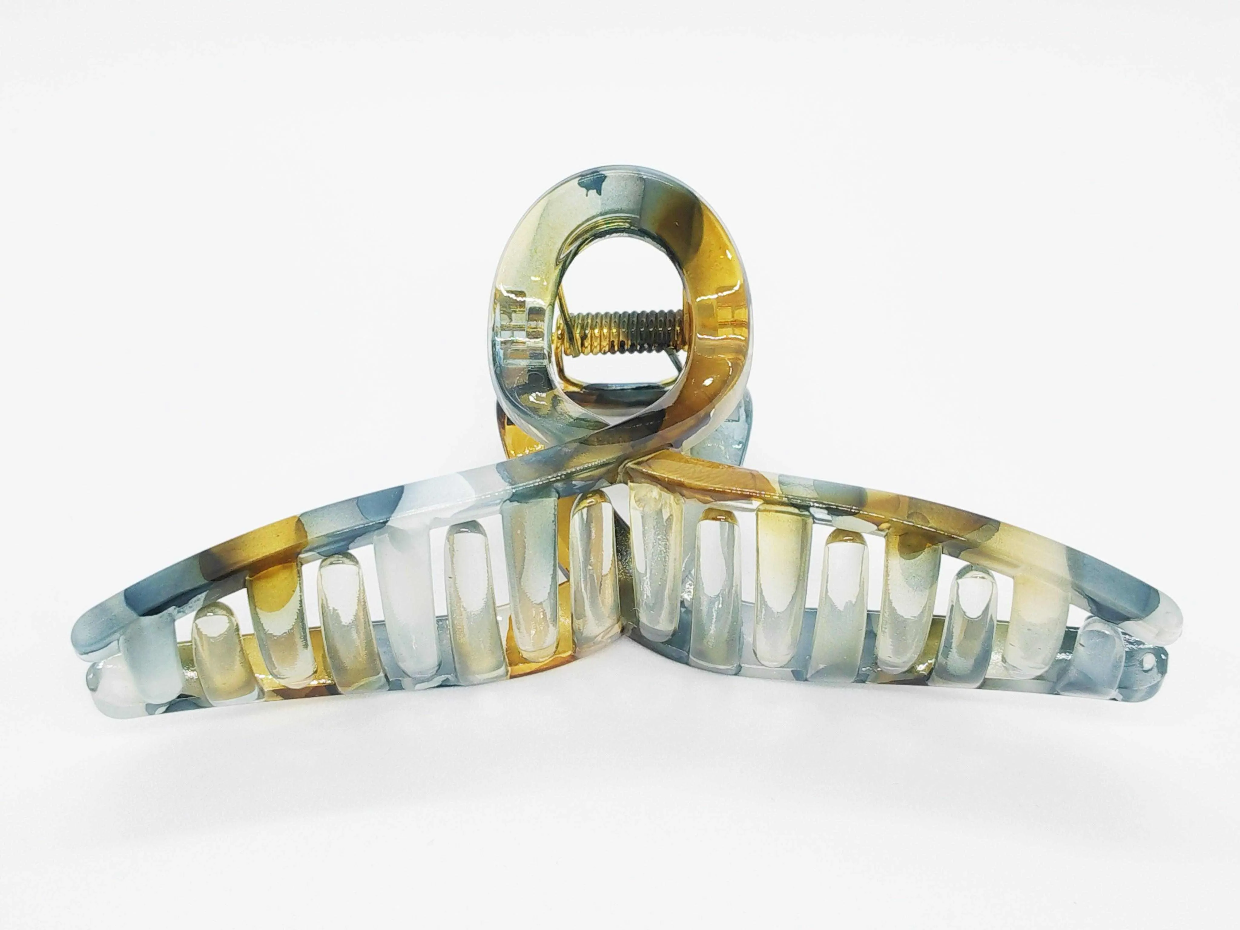 Modern Art Amber Marble Twisted Hair Clip