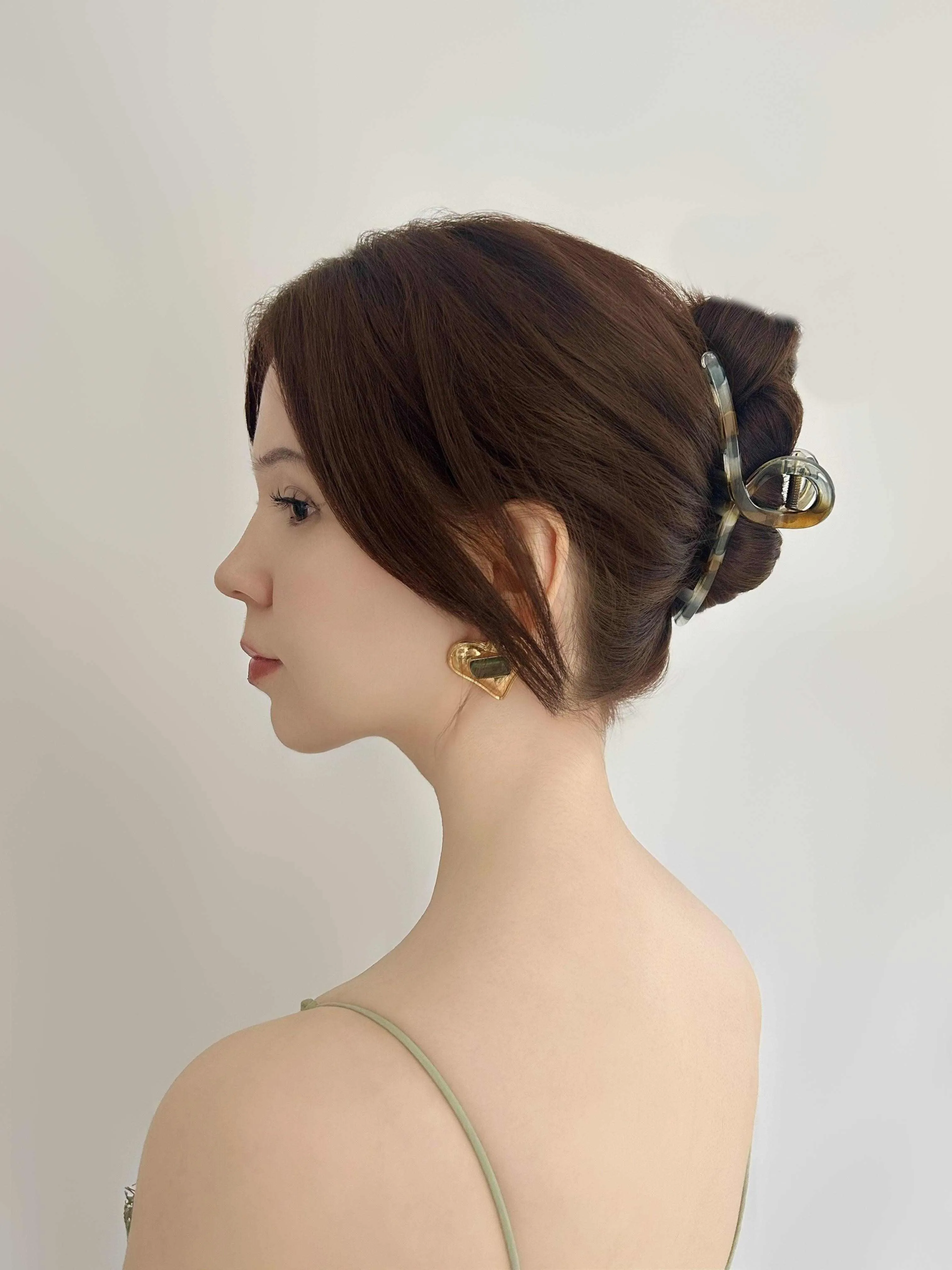 Modern Art Amber Marble Twisted Hair Clip