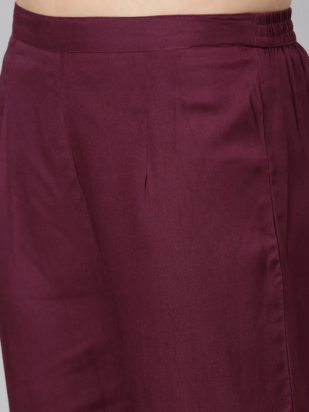 Neerus Purple Regular Straight Floral Kurta And  Trousers With Dupatta