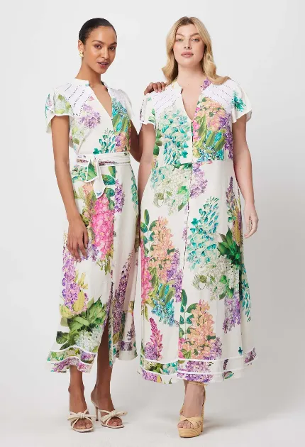 Once Was CRISTINA LINEN VISCOSE DRESS IN WISTERIA ALBA