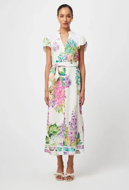 Once Was CRISTINA LINEN VISCOSE DRESS IN WISTERIA ALBA