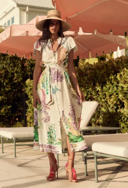 Once Was CRISTINA LINEN VISCOSE DRESS IN WISTERIA ALBA