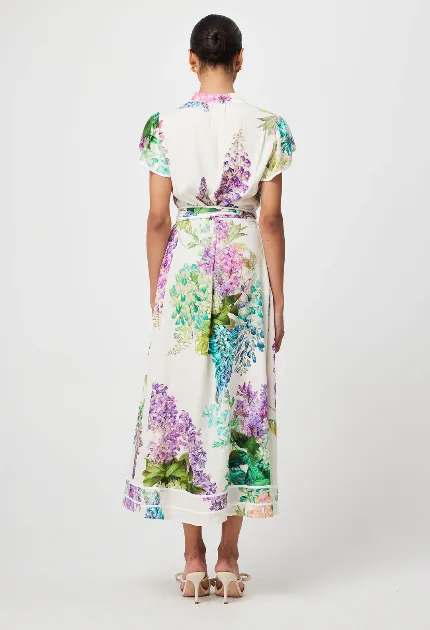 Once Was CRISTINA LINEN VISCOSE DRESS IN WISTERIA ALBA
