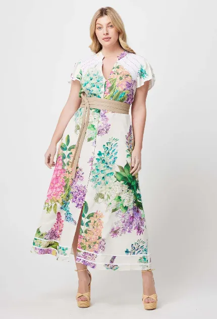Once Was CRISTINA LINEN VISCOSE DRESS IN WISTERIA ALBA