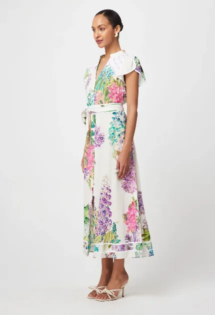 Once Was CRISTINA LINEN VISCOSE DRESS IN WISTERIA ALBA