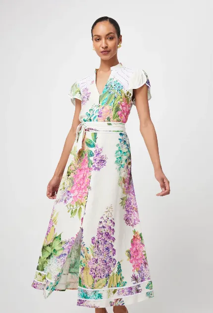 Once Was CRISTINA LINEN VISCOSE DRESS IN WISTERIA ALBA