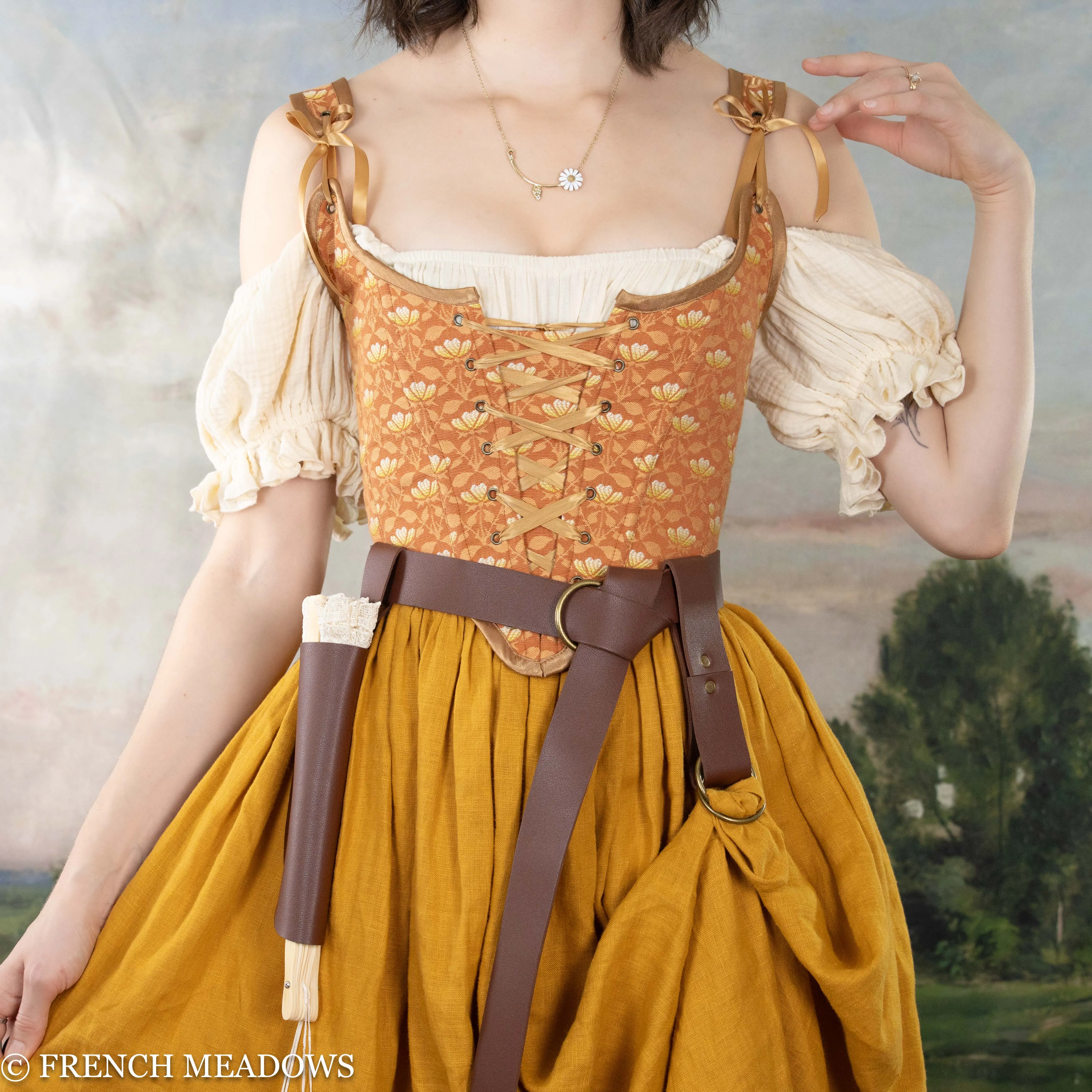 Orange Floral Renaissance Bodice