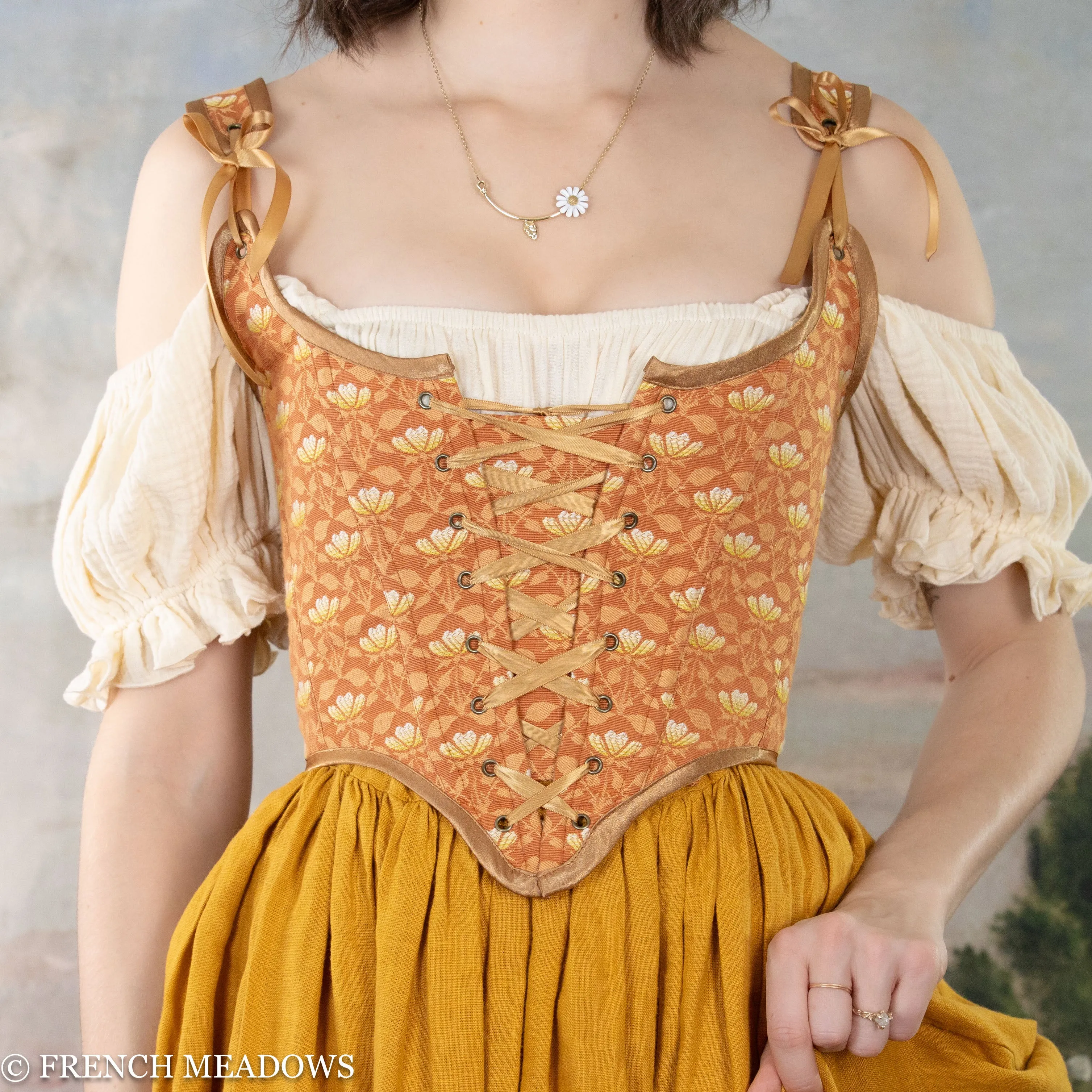 Orange Floral Renaissance Bodice