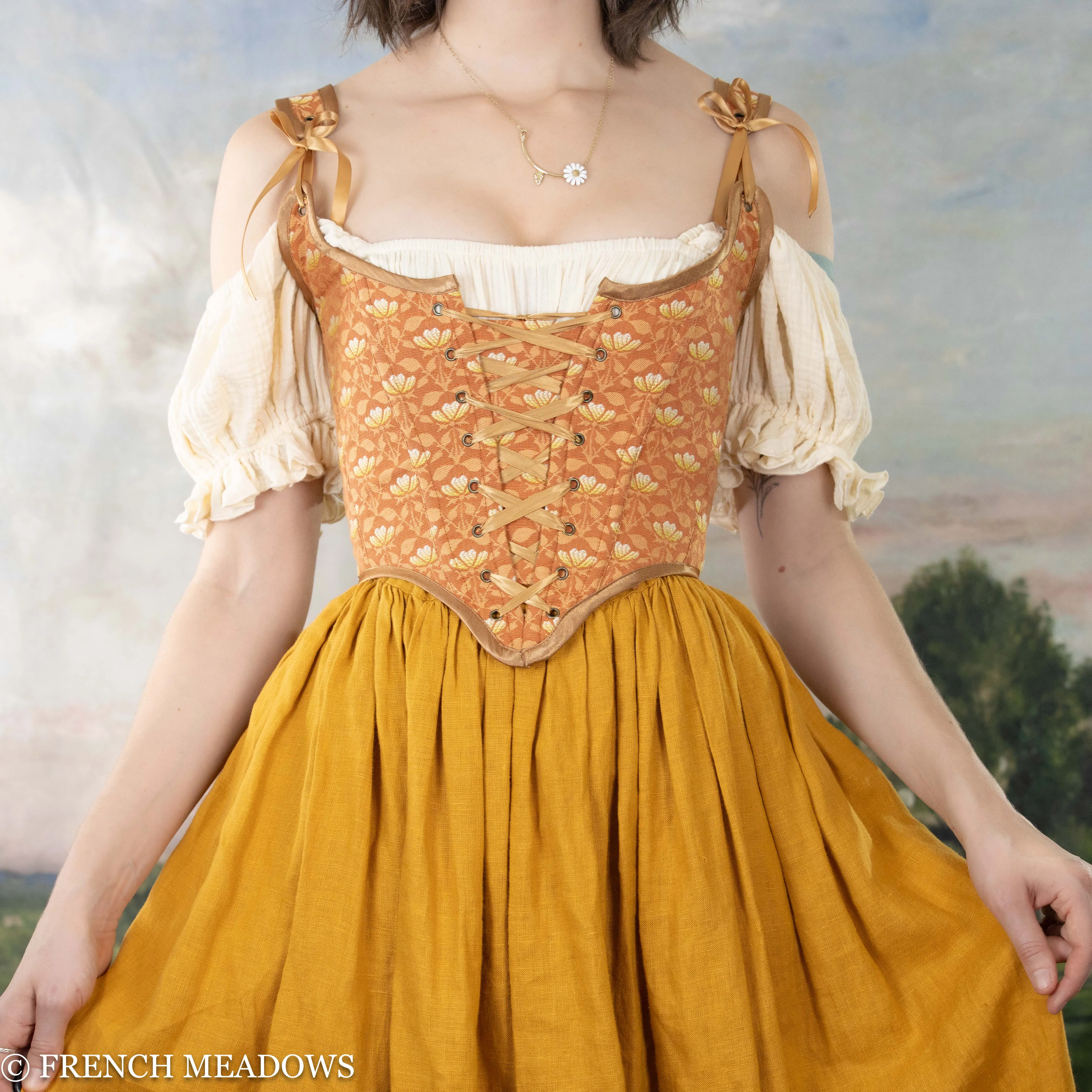 Orange Floral Renaissance Bodice