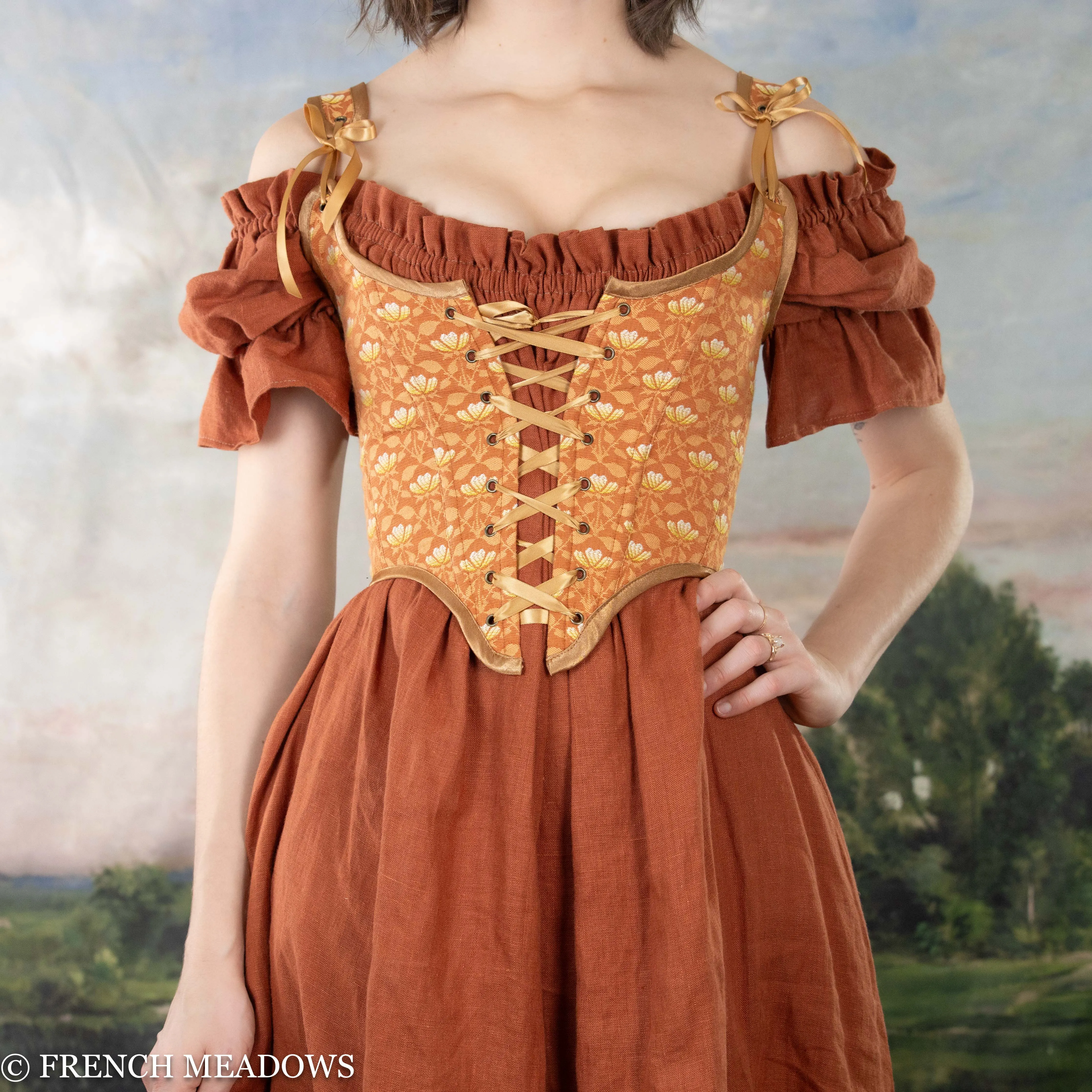 Orange Floral Renaissance Bodice