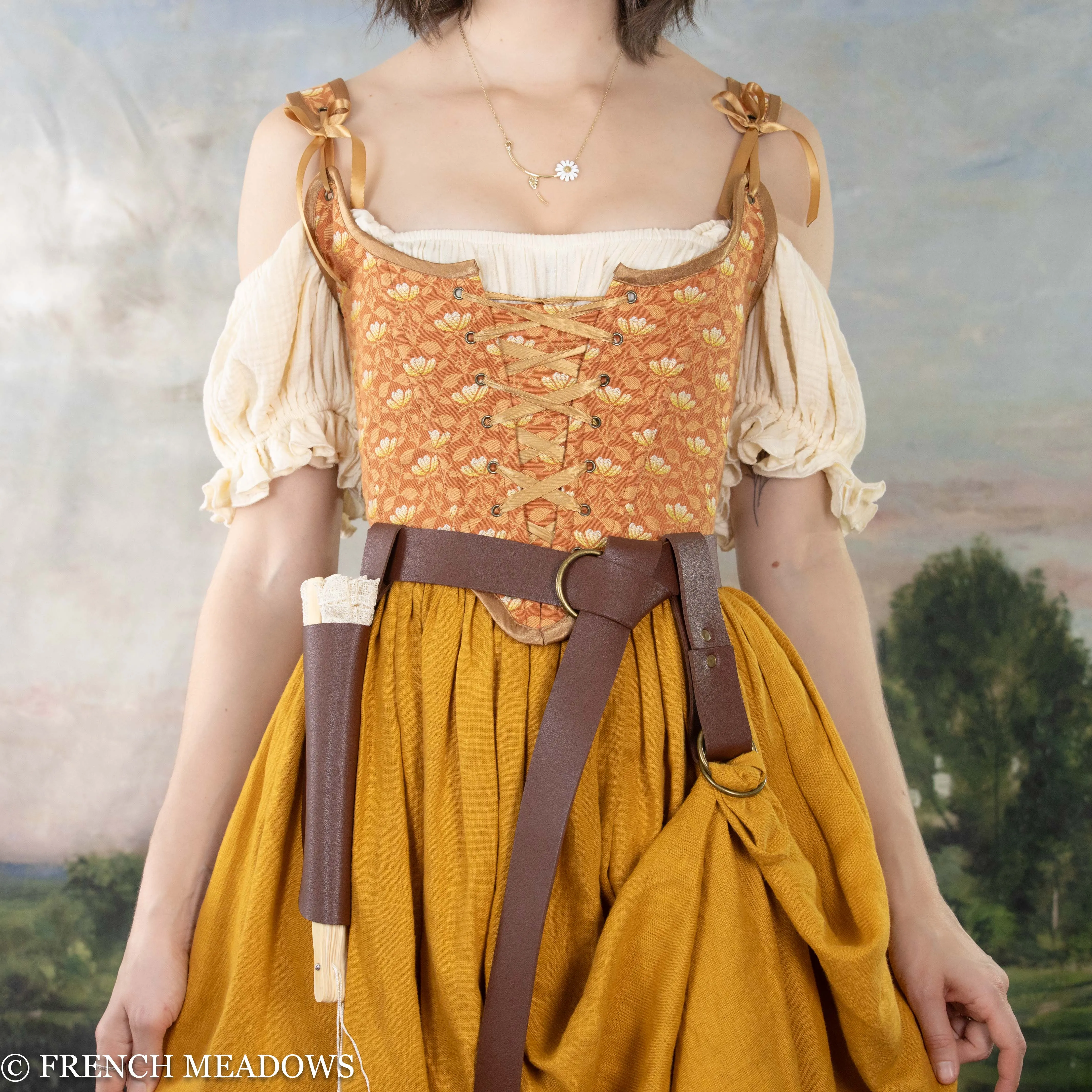 Orange Floral Renaissance Bodice