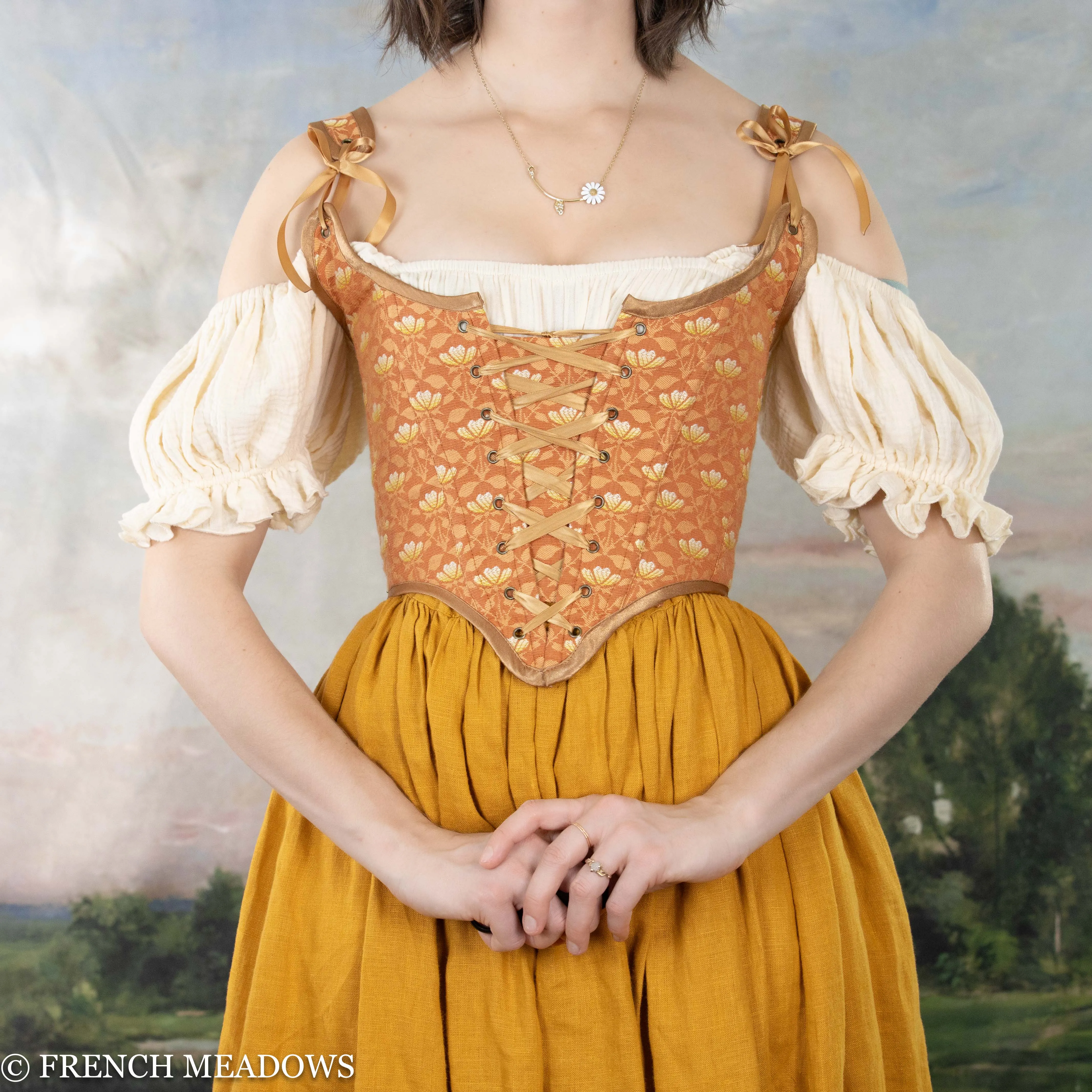 Orange Floral Renaissance Bodice