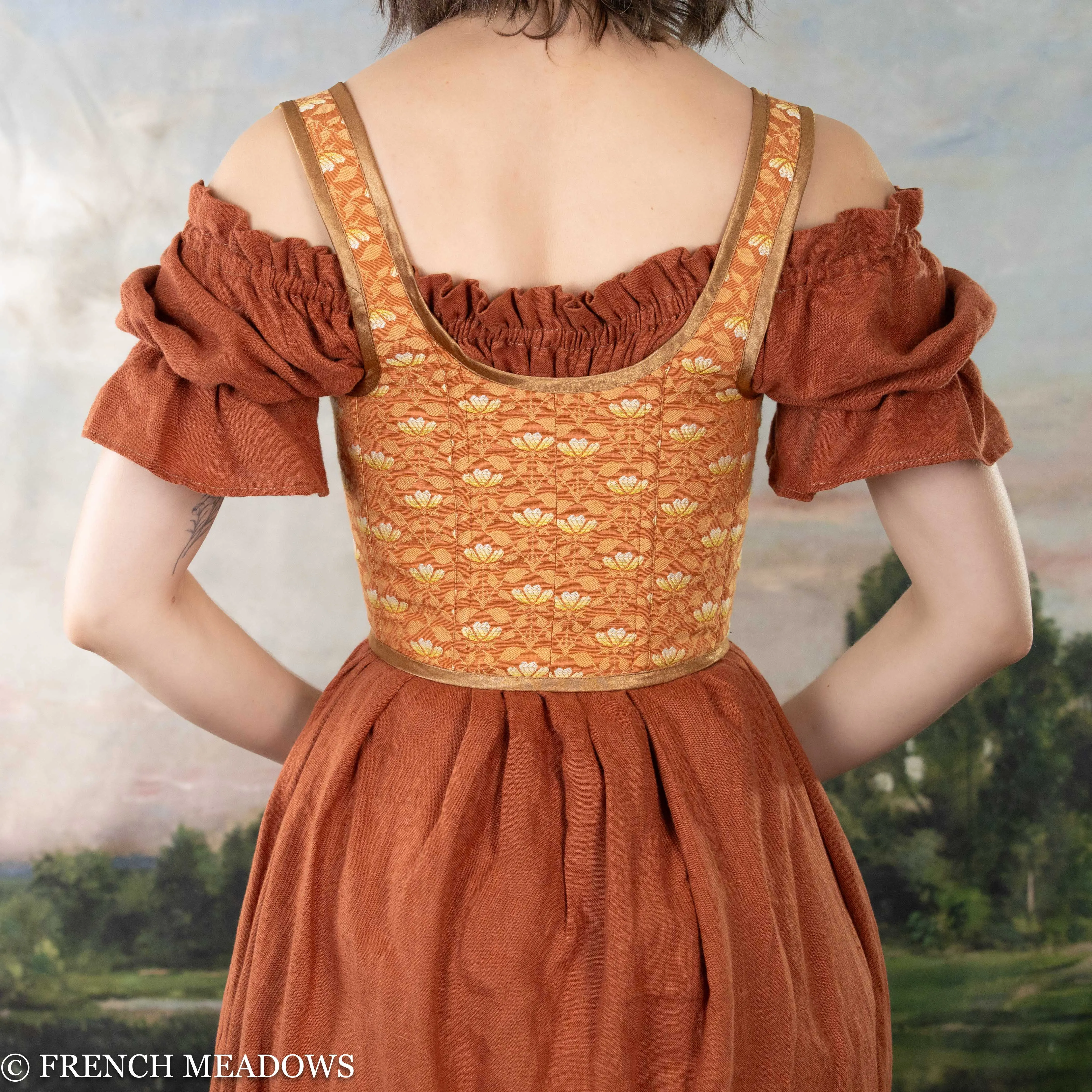 Orange Floral Renaissance Bodice