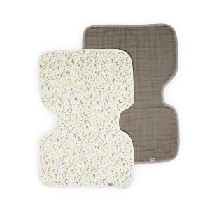 Organic Cotton Muslin Burp Cloth 2 Pack - Floral Field   Driftwood
