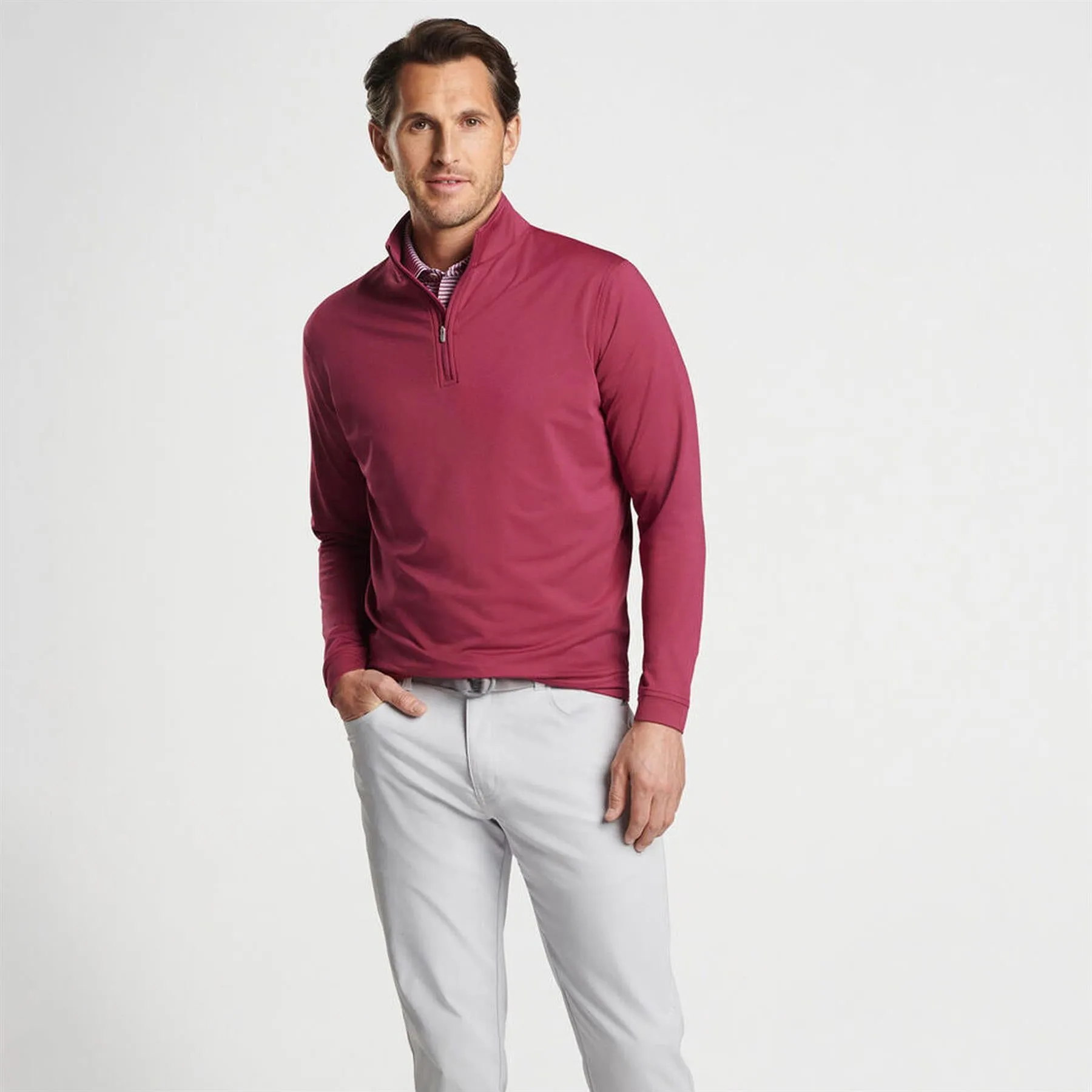 Perth Melange Performance Quarter Zip Pomegranate - AW24