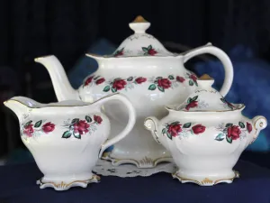 Sadler Vintage Teapot, 4 Cup, Sugar & Creamer, Elegant Porcelain Teaset 16223