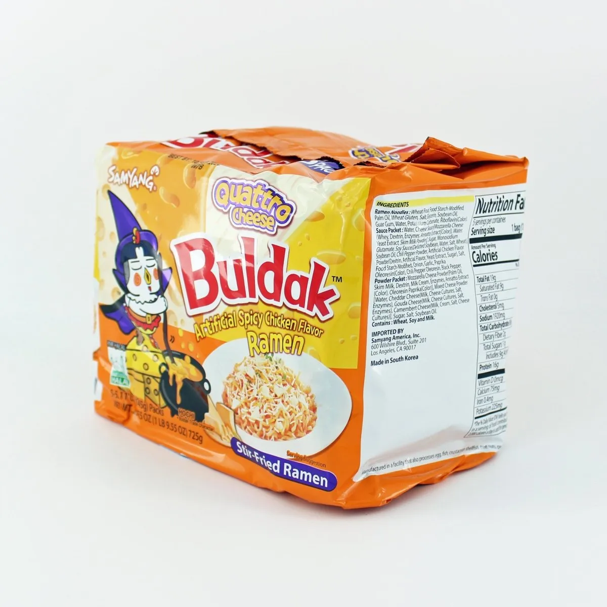 Samyang Buldak Ramen Hot Chicken Quattro Cheese Flavor Korean Instant Noodle 5 Pks