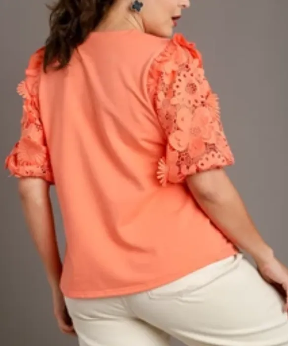 Say Something Floral Mesh Sleeve Top