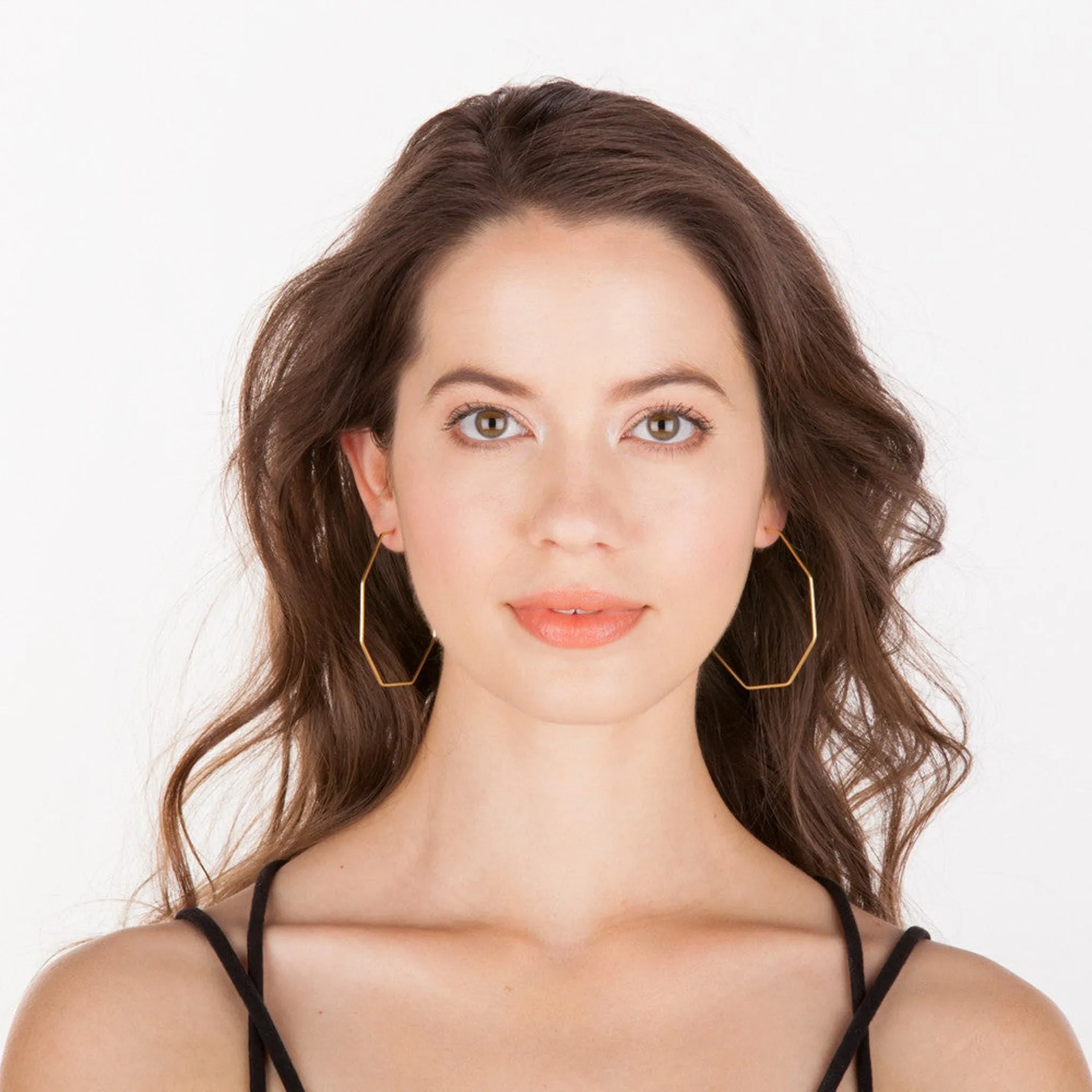 Sheila Fajl Amber Geometrical Hoop Earrings in 18k Brushed Gold Plated