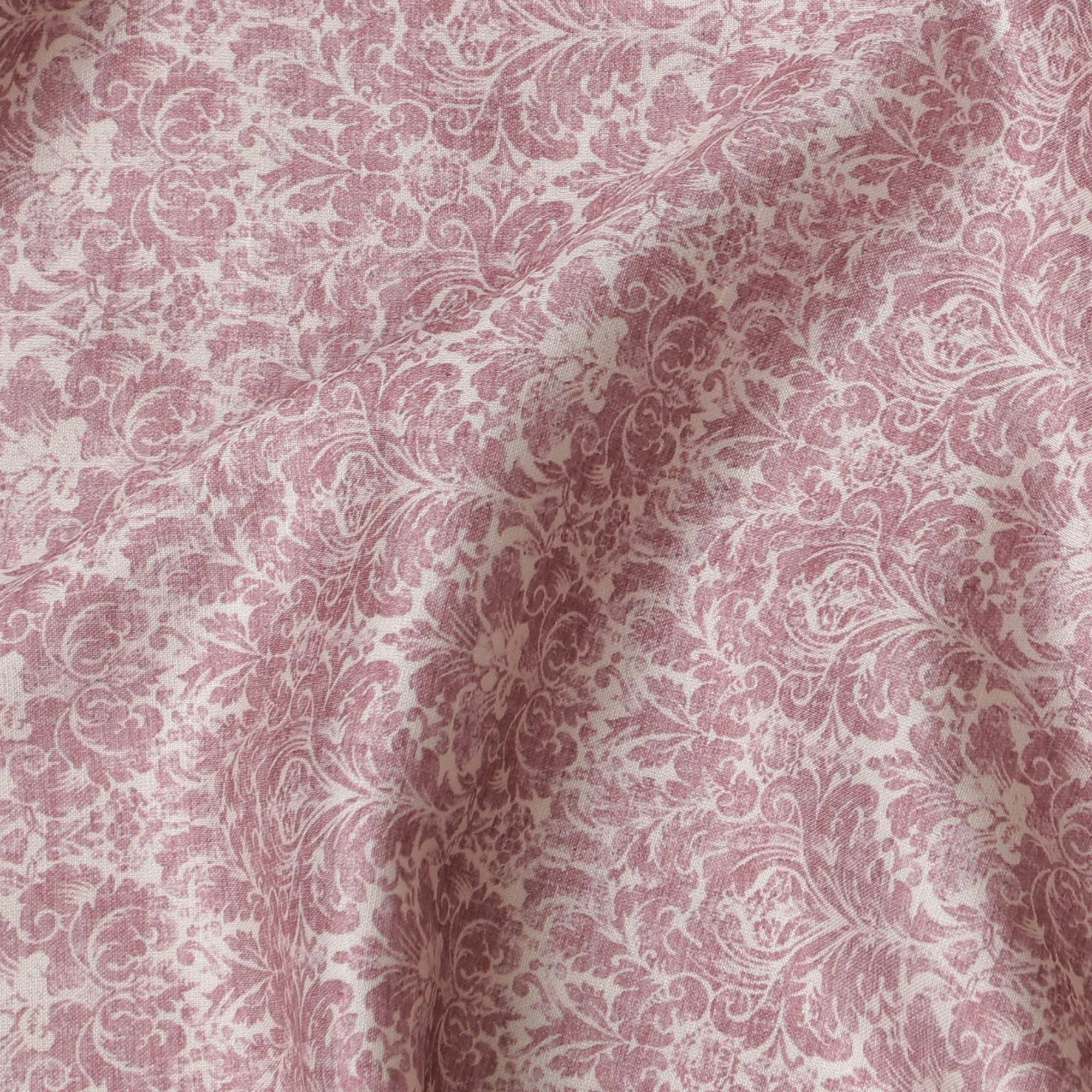 Soft Pink Blended Cotton Lawn Fabric - Delicate Floral Print, 140 cms Width-D19173