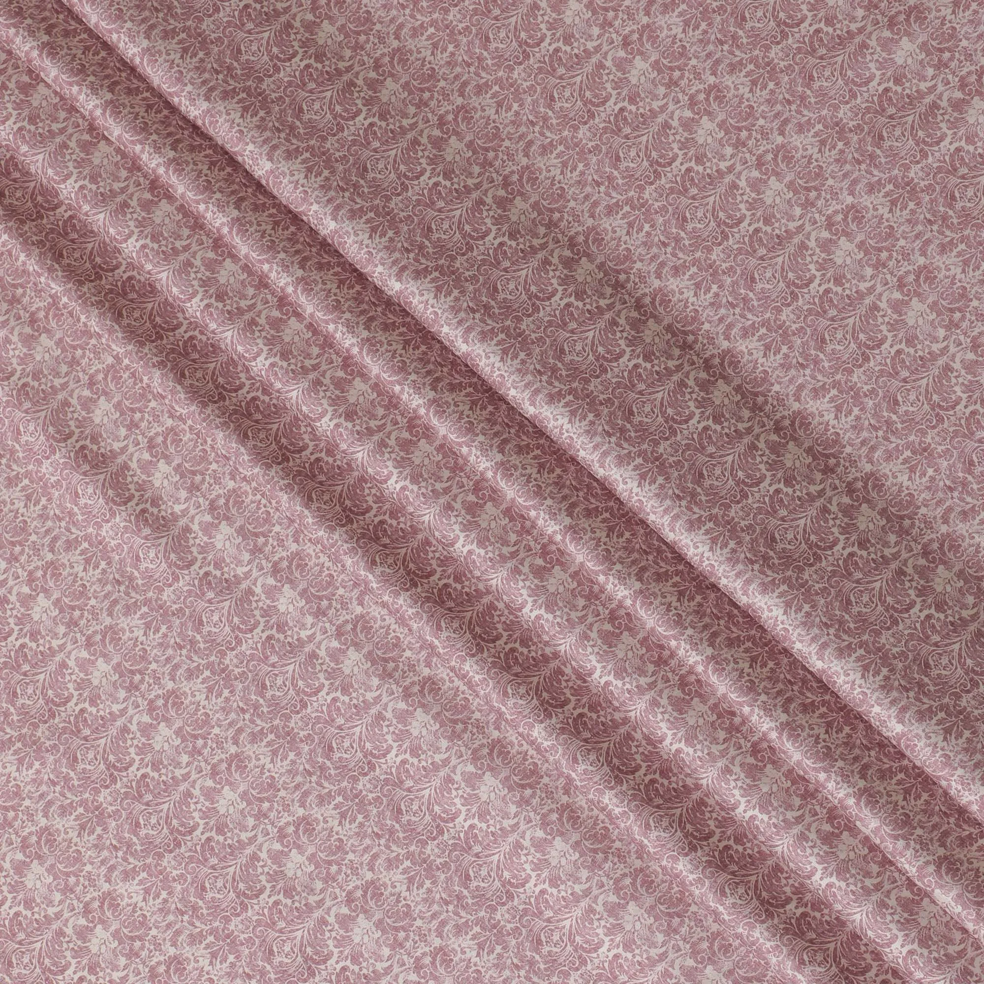Soft Pink Blended Cotton Lawn Fabric - Delicate Floral Print, 140 cms Width-D19173