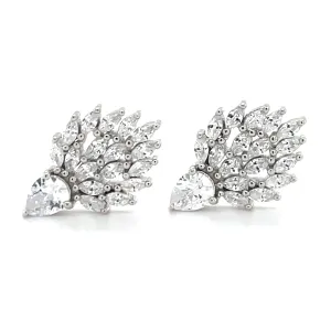 Sterling Silver Floral Cz Crown Earrings