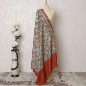 Terracotta Elegance Pashmina Shawl Dupatta - Regal Indian Weave, 215x115cm - Shop Online-D18066