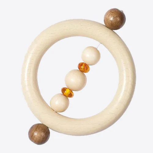 Wooden Round Touch Ring with Amber